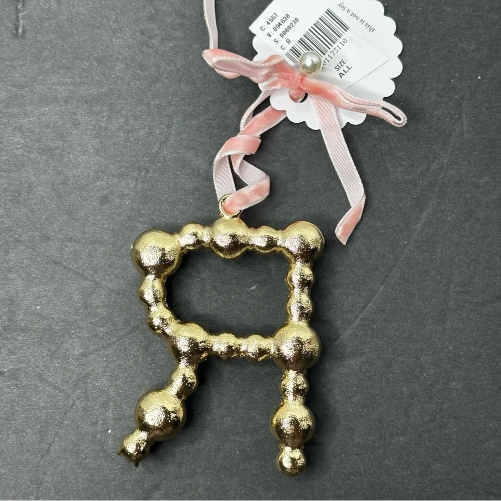 Anthropologie Pearl Monogram Ornament Christmas letter R NWT